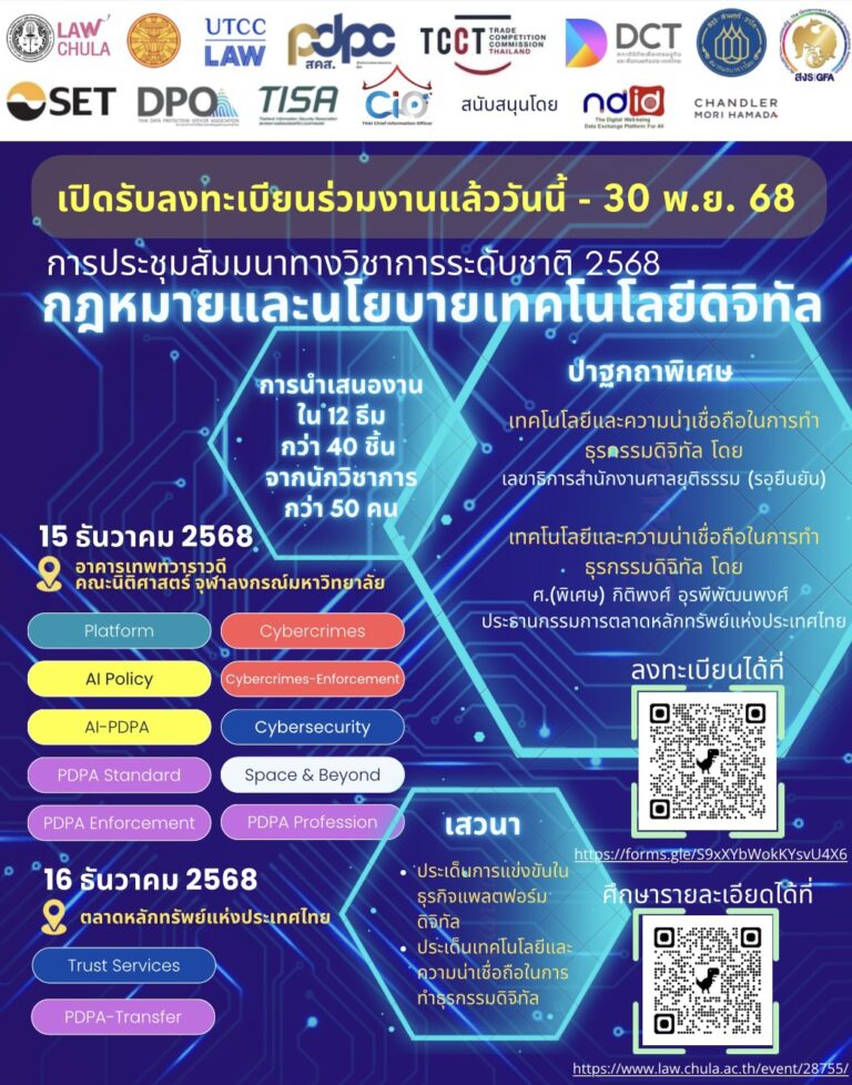 การประชุมสัมมนาทางวิชาการระดับชาติกฎหมายและนโยบายเทคโนโลยีดิจิทัล