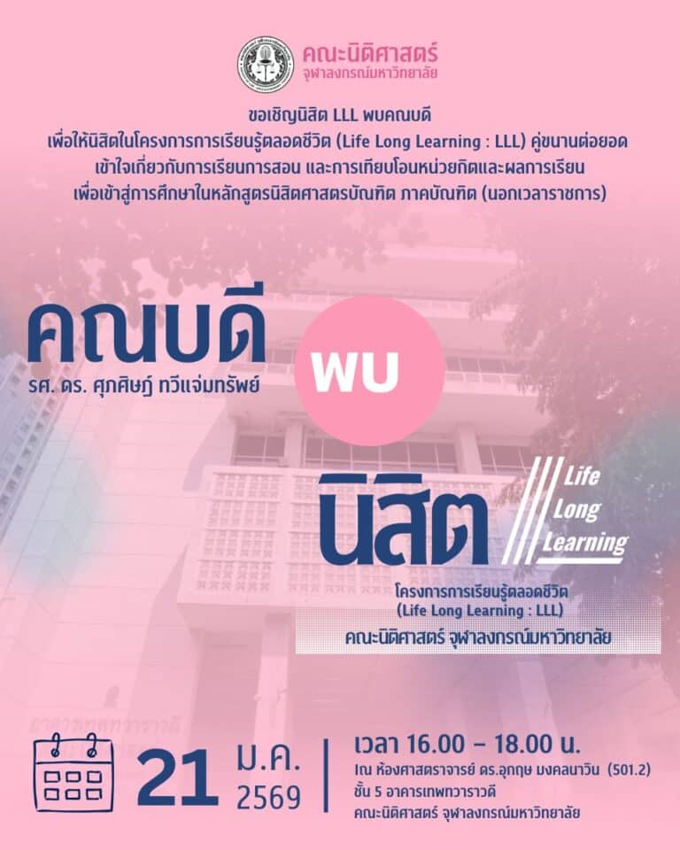 คณบดี พบ นิสิตโครงการการเรียนรู้ตลอดชีวิต (Life Long Learning : LLL)